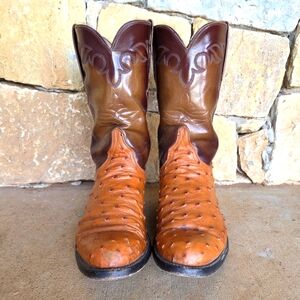 Vintage Lucchese Women's Full Quill Ostrich Boots 7 1/2 C